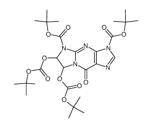 3H-Imidazo[1,2-a]purine-3,5(9H)-dicarboxylic acid,6,7-bis[[(1,1-dimethylethoxy)carbonyl]oxy]-6,7-dihydro-9-oxo-,bis(1,1-dimethylethyl) ester结构式