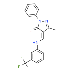 3-METHYL-1-PHENYL-4-(((3-(TRIFLUOROMETHYL)PHENYL)AMINO)METHYLENE)-2-PYRAZOLIN-5-ONE结构式