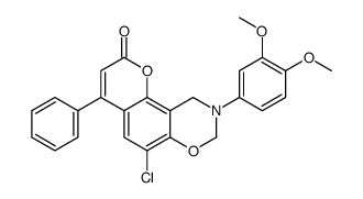 6-chloro-9-(3,4-dimethoxyphenyl)-4-phenyl-8,10-dihydropyrano[2,3-f][1,3]benzoxazin-2-one结构式