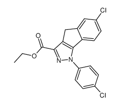 ethyl 6-chloro-1-(4'-chlorophenyl)-1,4-dihydroindeno[1,2-c]pyrazole-3-carboxylate结构式