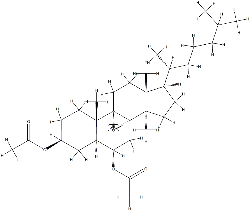 8α,9-Epoxy-14-methyl-5α-cholestane-3β,6α-diol diacetate结构式