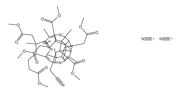 cobalt(3+),methyl 3-[(5Z,10Z,15Z)-17-(2-cyanoethyl)-2,7,18-tris(2-methoxy-2-oxoethyl)-3,13-bis(3-methoxy-3-oxopropyl)-1,2,5,7,12,12,15,17-octamethyl-8,13,18,19-tetrahydro-3H-corrin-24-id-8-yl]propanoate,dicyanide结构式