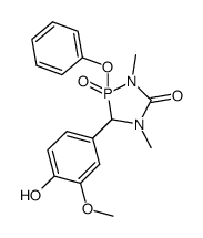 1,4-dimethyl-3-(4-hydroxy-3-methoxyphenyl)-2-phenoxy-1,4,2-diazaphospholidin-5-one-2-oxide结构式