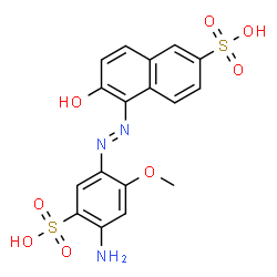 1-(2-Methoxy-4-amino-5-sulfophenylazo)-2-hydroxy-6-sulfonaphthalene结构式