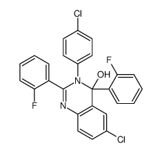 6-chloro-3-(4-chlorophenyl)-2,4-bis(2-fluorophenyl)-3,4-dihydroquinazolin-4-ol structure