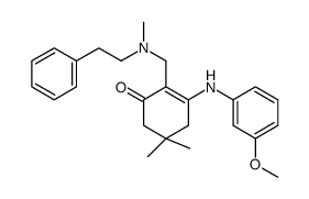3-(3-methoxyanilino)-5,5-dimethyl-2-[[methyl(2-phenylethyl)amino]methyl]cyclohex-2-en-1-one结构式