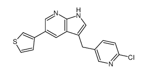3-[(6-chloropyridin-3-yl)methyl]-5-thiophen-3-yl-1H-pyrrolo[2,3-b]pyridine结构式