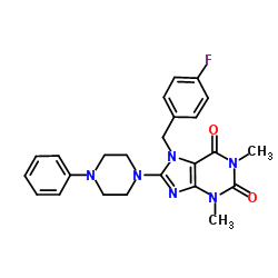 7-(4-Fluorobenzyl)-1,3-dimethyl-8-(4-phenyl-1-piperazinyl)-3,7-dihydro-1H-purine-2,6-dione结构式