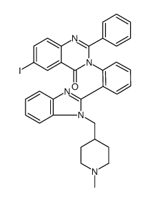 4(3H)-Quinazolinone, 6-iodo-3-[2-[1-[(1-methyl-4-piperidinyl)methyl]-1H-benzimidazol-2-yl]phenyl]-2-phenyl结构式