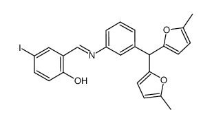 N-(5-iodosalicylidene)-3-[bis(5-methyl-2-furyl)methyl]aniline Structure