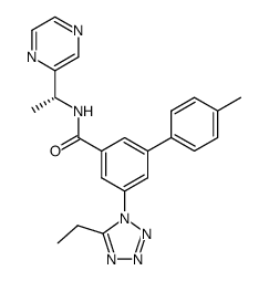 5-(5-ethyltetrazol-1-yl)-4′-methylbiphenyl-3-carboxylic acid ((R)-1-pyrazin-2-yl-ethyl)amide结构式