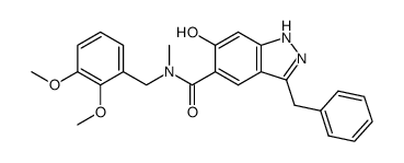 5-[N-(2,3-dimethoxybenzyl)-N-methylaminocarbonyl]-3-benzyl-6-hydroxy-1H-indazole结构式