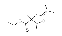 2-(1-hydroxy-ethyl)-2,5-dimethyl-hex-4-enoic acid ethyl ester Structure