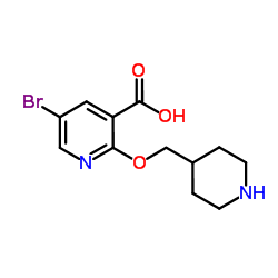 5-Bromo-2-(4-piperidinylmethoxy)nicotinic acid Structure