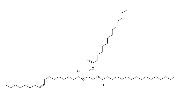 (1-hexadecanoyloxy-3-tetradecanoyloxypropan-2-yl) (E)-octadec-9-enoate结构式