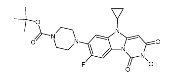 tert-butyl 4-[5-cyclopropyl-8-fluoro-1,2,3,5-tetrahydro-2-hydroxy-1,3-dioxopyrimido[1,6-a]benzimidazol-7-yl]-1-piperazinecarboxylate结构式