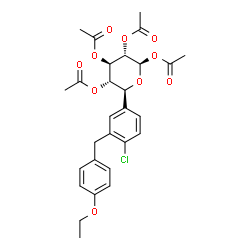 β-​L-​Xylopyranose, 5-​C-​[4-​chloro-​3-​[(4-​ethoxyphenyl)​methyl]​phenyl]​-​, 1,​2,​3,​4-​tetraacetate, (5S)​- structure
