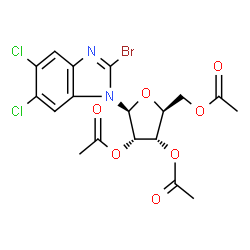 2-Bromo-5,6-dichloro-1-(2,3,5-tri-O-acetyl-beta-L-ribofuranosyl)-1H-benzimidazole structure