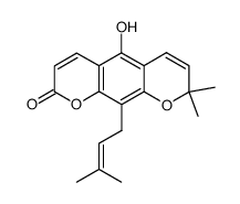 5-Hydroxy-8,8-dimethyl-10-(3-methyl-2-butenyl)-2H,8H-benzo[1,2-b:5,4-b']dipyran-2-one结构式