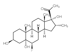 Pregnan-20-one,6-fluoro-3,5,17-trihydroxy-16-methyl-, (3b,5a,6b,16a)- (9CI)结构式