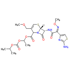 1-[(Isopropoxycarbonyl)oxy]ethyl (6R,7R)-7-{[(2Z)-2-(2-amino-1,3-thiazol-4-yl)-2-(methoxyimino)acetyl]amino}-3-(methoxymethyl)-8-oxo-5-thia-1-azabicyclo[4.2.0]oct-3-ene-2-carboxylate Structure