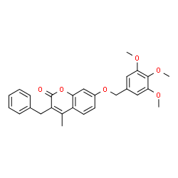 3-benzyl-4-methyl-7-[(3,4,5-trimethoxyphenyl)methoxy]chromen-2-one结构式