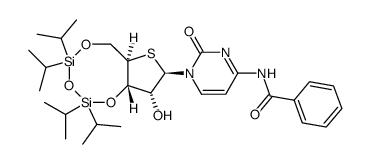 N4-benzoyl-1-[3,5-O-(1,1,3,3-tetraisopropyldisiloxane-1,3-diyl)-4-thio-β-D-ribofuranosyl]cytosine结构式