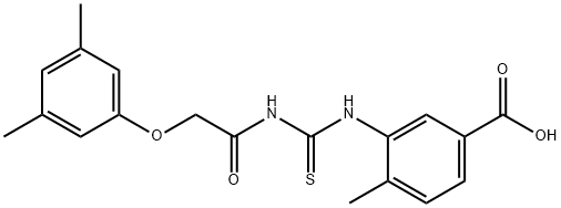 3-[[[[(3,5-dimethylphenoxy)acetyl]amino]thioxomethyl]amino]-4-methyl-benzoic acid结构式