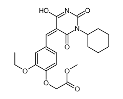 methyl 2-[4-[(1-cyclohexyl-2,4,6-trioxo-1,3-diazinan-5-ylidene)methyl]-2-ethoxyphenoxy]acetate结构式