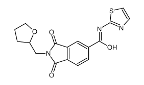 1,3-dioxo-2-(oxolan-2-ylmethyl)-N-(1,3-thiazol-2-yl)isoindole-5-carboxamide结构式