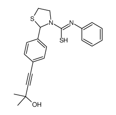 3-Thiazolidinecarbothioamide,2-[4-(3-hydroxy-3-methyl-1-butynyl)phenyl]-N-phenyl-(9CI) Structure