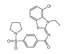N-(4-chloro-3-ethyl-1,3-benzothiazol-2-ylidene)-4-pyrrolidin-1-ylsulfonylbenzamide结构式