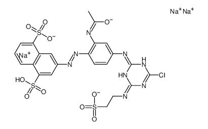 trisodium 3-[[2-(acetylamino)-4-[[4-chloro-6-[(2-sulphonatoethyl)amino]-1,3,5-triazin-2-yl]amino]phenyl]azo]naphthalene-1,5-disulphonate结构式