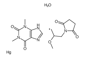 1,3-dimethyl-7H-purine-2,6-dione,[3-(2,5-dioxopyrrolidin-1-yl)-2-methoxypropyl]mercury,hydrate Structure