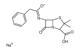 Sodium (2S,5R,6R)-3,3-dimethyl-7-oxo-6-[(phenylacetyl)amino]-4-th ia-1-azabicyclo[3.2.0]heptane-2-carboxylate结构式