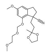 5-methoxy-7-methoxyethoxymethyloxy-1-(3,3-ethylenedioxybutyl)indan-1-carbonitrile结构式