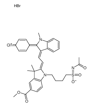 1-[4-[(acetylamino)sulphonyl]butyl]-2-[2-[2-(4-chlorophenyl)-1-methyl-1H-indol-3-yl]vinyl]-5-(methoxycarbonyl)-3,3-dimethyl-3H-indolium bromide structure