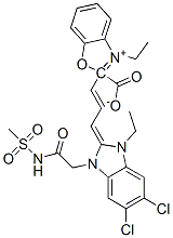 2-[3-[5,6-dichloro-1-ethyl-1,3-dihydro-3-[2-(mesylamino)-2-oxoethyl]-2H-benzimidazol-2-ylidene]prop-1-enyl]-3-ethylbenzoxazolium--ate结构式