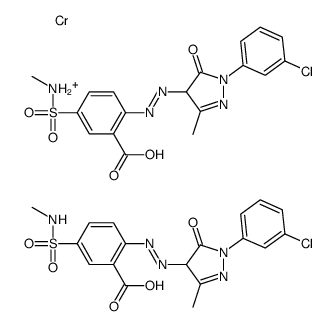 hydrogen bis[2-[[1-(3-chlorophenyl)-4,5-dihydro-3-methyl-5-oxo-1H-pyrazol-4-yl]azo]-5-[(methylamino)sulphonyl]benzoato(2-)]chromate(1-)结构式