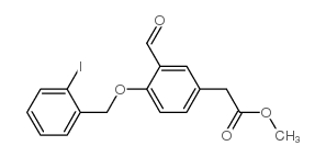 [3-Formyl-4-(2-iodobenzyloxy)phenyl]acetic acid methyl ester Structure