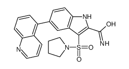 3-pyrrolidin-1-ylsulfonyl-5-quinolin-5-yl-1H-indole-2-carboxamide结构式