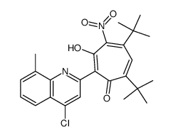 5,7-di-tert-butyl-2-(4-chloro-8-methylquinolin-2-yl)-4-nitro-1,3-tropolone结构式