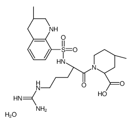 (2R,4R)-1-[(2S)-5-(diaminomethylideneamino)-2-[[(3S)-3-methyl-1,2,3,4-tetrahydroquinolin-8-yl]sulfonylamino]pentanoyl]-4-methylpiperidine-2-carboxylic acid,hydrate Structure