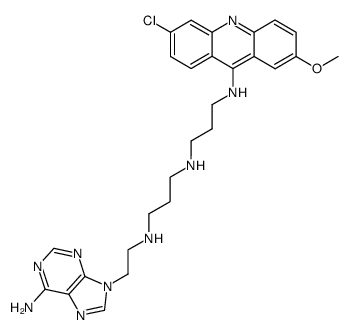 6-amino-9-[11-(6-chloro-2-methoxyacridin-9-yl)-3,7,11-triazaundecyl]-9H-purine Structure