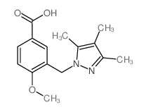 4-Methoxy-3-[(3,4,5-trimethyl-1H-pyrazol-1-yl)-methyl]benzoic acid结构式