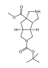 Rel-(3aS,3bR,6aR,7aS)-2-tert-butyl 6a-methyl octahydro-1H-cyclopenta[1,2-c:3,4-c']dipyrrole-2,6a(3bH)-dicarboxylate结构式