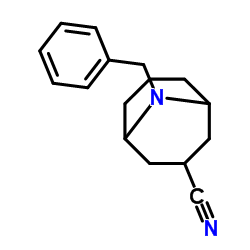 9-Azabicyclo[3.3.1]nonane-3-carbonitrile, 9-(phenylmethyl)-结构式