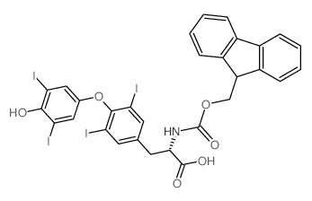 (S)-2-((((9H-Fluoren-9-yl)methoxy)carbonyl)amino)-3-(4-(4-hydroxy-3,5-diiodophenoxy)-3,5-diiodophenyl)propanoic acid structure