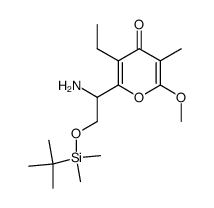 2-(1-amino-2-((tert-butyldimethylsilyl)oxy)ethyl)-3-ethyl-6-methoxy-5-methyl-4H-pyran-4-one结构式