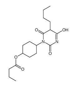Butanoic acid 4-(hexahydro-5-butyl-2,4,6-trioxopyrimidin-1-yl)cyclohexyl ester Structure